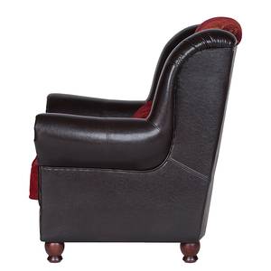 Fauteuil à oreilles Mosambik Cuir synthétique / Tissu - Noir / Rouge