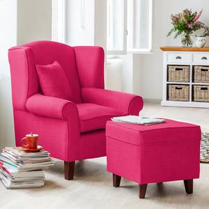 Ohrensessel Colmar Stoff Maka: Pink - Mit Hocker