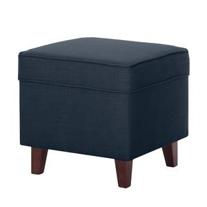 Oorfauteuil Colmar geweven stof - Stof Maka: Donkerblauw - Met hocker