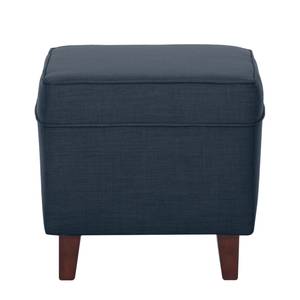 Oorfauteuil Colmar geweven stof - Stof Maka: Donkerblauw - Met hocker