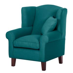 Fauteuil à oreilles Colmar Tissu - Tissu Maka : Bleu pétrole - Avec repose-pieds