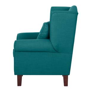 Fauteuil à oreilles Colmar Tissu - Tissu Maka : Bleu pétrole - Avec repose-pieds