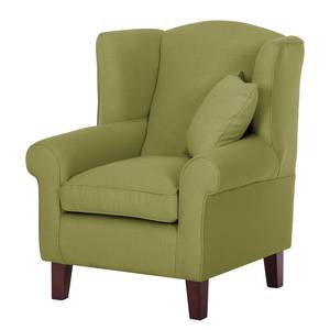 Fauteuil à oreilles Colmar Tissu - Tissu Maka : Vert olive - Sans repose-pieds