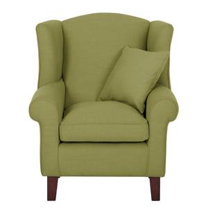 Fauteuil à oreilles Colmar Tissu - Tissu Maka : Vert olive - Sans repose-pieds