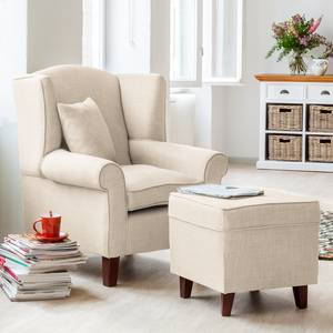 Fauteuil à oreilles Colmar Tissu - Tissu Maka : Beige - Sans repose-pieds