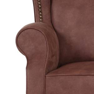 Fauteuil à oreilles Cosimo I Microfibre marron - Gris