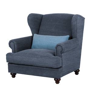 Fauteuil à  oreilles Davido Tissu en coton gris foncé - Bleu