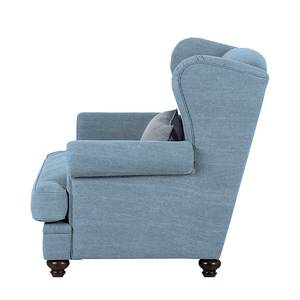 Fauteuil à  oreilles Davido Tissu en coton gris foncé - Bleu clair