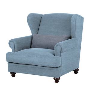 Fauteuil à  oreilles Davido Tissu en coton gris foncé - Bleu clair