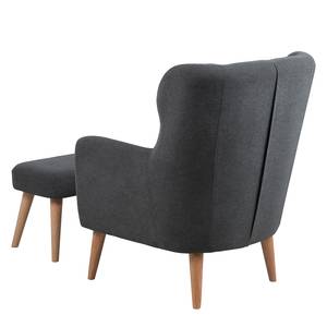 Fauteuil à oreilles Ennis Tissu - Gris foncé