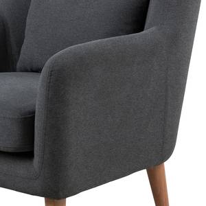 Oorfauteuil Ennis (met hocker) geweven stof - donkergrijs