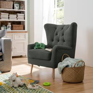 Oorfauteuil Feliz geweven stof - Antraciet