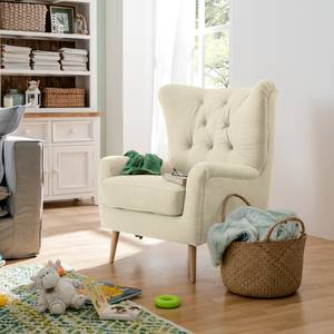 Fauteuil à oreilles Feliz Tissu - Crème