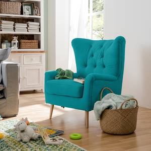 Fauteuil à oreilles Feliz Tissu - Bleu pétrole