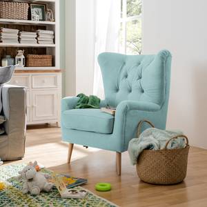 Fauteuil à oreilles Feliz Tissu - Bleu acier