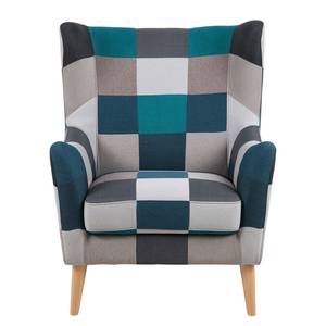 Oorfauteuil Kamma geweven stof - grijs/blauw