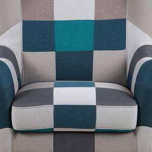 Fauteuil à oreilles Fossby Tissu - Gris / Bleu