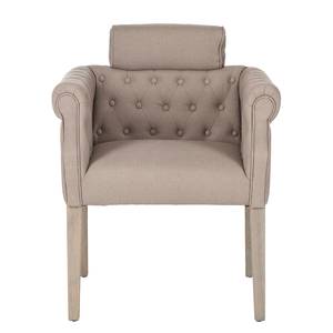 Fauteuil Giovanni massief eikenhout/geweven stof beige eikenhout geweven