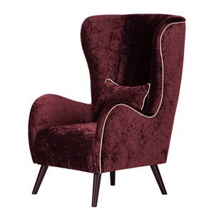 Fauteuil à oreilles Madame Lebon Velours rouge bourgogne