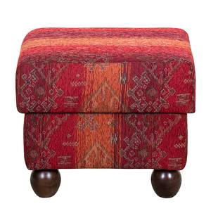 Oorfauteuil Isabelle rode geweven stof - Met hocker