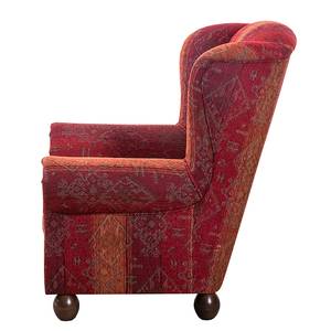 Oorfauteuil Isabelle rode geweven stof - Met hocker