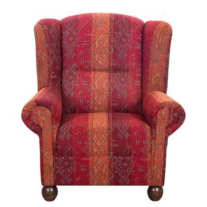 Oorfauteuil Isabelle rode geweven stof - Met hocker