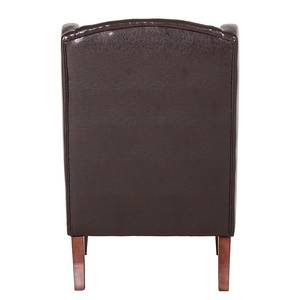 Fauteuil à oreilles Italo Cuir synthétique marron foncé