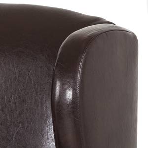 Fauteuil à oreilles Italo Cuir synthétique marron foncé