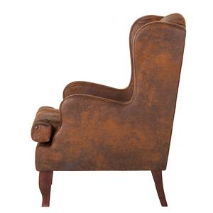 Fauteuil à oreilles Italo Microfibre marron