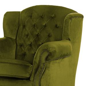 Oorfauteuil Jenner II fluwelen look - Olijfgroen