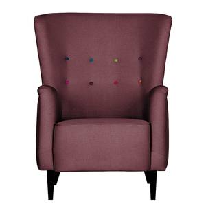 Oorfauteuil Josslyn auberginekleurige geweven stof - met hocker