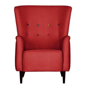 Fauteuil à oreilles Josslyn Tissu rouge - Avec repose-pieds