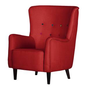 Fauteuil à oreilles Josslyn Tissu rouge - Avec repose-pieds