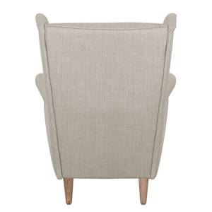 Fauteuil à oreilles Juna I Tissu Beige - Gris clair - Sans repose-pieds