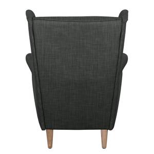 Fauteuil à oreilles Juna I Tissu Beige - Anthracite - Avec repose-pieds