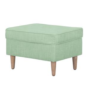 Fauteuil à oreilles Juna I Tissu Beige - Vert pastel - Avec repose-pieds