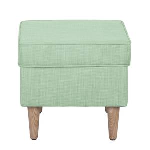 Fauteuil à oreilles Juna I Tissu Beige - Vert pastel - Avec repose-pieds