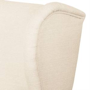 Fauteuil à oreilles Juna II Tissu Beige - Crème - Sans repose-pieds