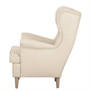 Fauteuil à oreilles Juna II Tissu Beige - Crème - Sans repose-pieds