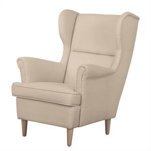 Fauteuil à oreilles Juna II Tissu Beige - Cappuccino - Sans repose-pieds