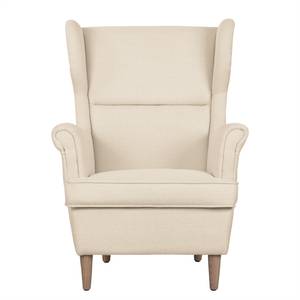 Ohrensessel Juna II Webstoff Creme - Mit Hocker