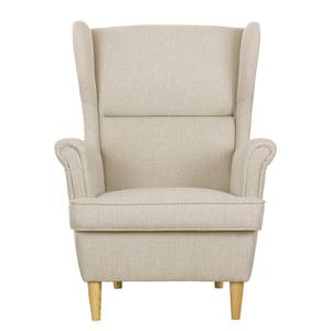 Fauteuil à oreilles Juna III Tissu Beige - Beige - Sans repose-pieds