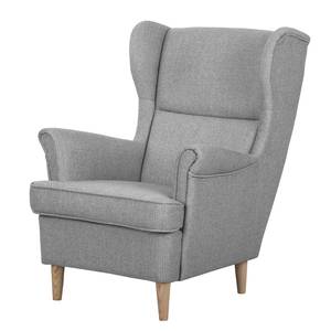 Fauteuil à oreilles Juna III Tissu Beige - Gris - Sans repose-pieds