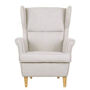 Fauteuil à oreilles Juna III Tissu Beige - Gris clair - Sans repose-pieds