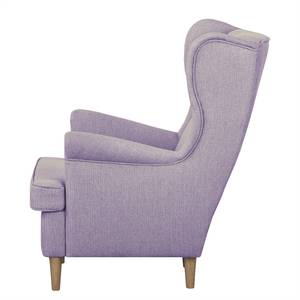 Fauteuil à oreilles Juna III Tissu Beige - Lilas - Avec repose-pieds