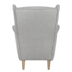 Fauteuil à oreilles Juna III Tissu Beige - Gris - Avec repose-pieds