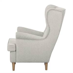 Fauteuil à oreilles Juna III Tissu Beige - Gris clair - Avec repose-pieds