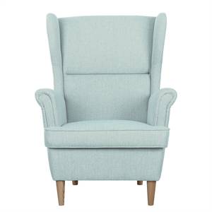 Fauteuil à oreilles Juna III Tissu Beige - Menthe - Avec repose-pieds