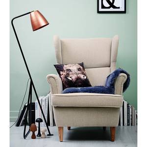 Fauteuil à oreilles Juna III Tissu Beige - Beige - Sans repose-pieds