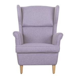 Fauteuil à oreilles Juna III Tissu Beige - Lilas - Sans repose-pieds